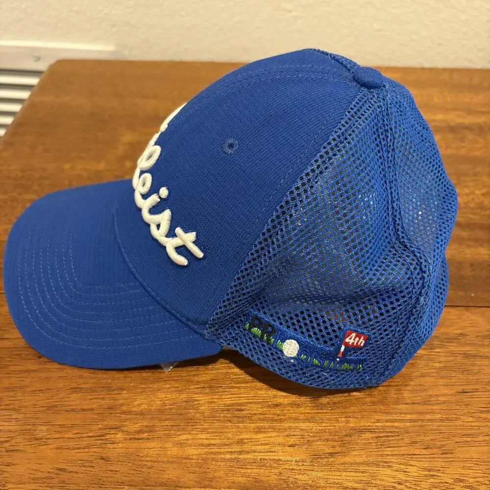 Titleist Hat Cap Snap Back Blue Mesh‎ Trucker Embroidered Golf Mens Side Patch